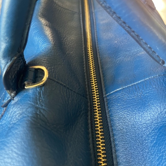 TORY BURCH BLUE LEATHER SATCHEL. EUC - Picture 3 of 9